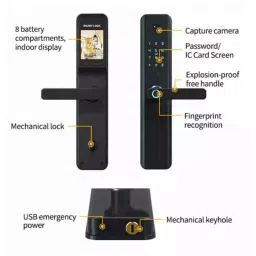 Denler Smart Digital Door Lock with Fingerprint & Pin Code Access In Black & Rose Gold DL04H image 5