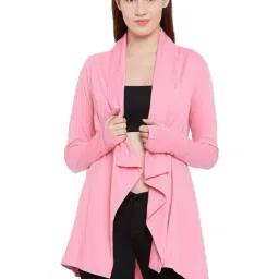 Hypernation Pink Cotton Shrug-image-21