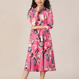 YK Print Fit & Flare Midi Dress-44