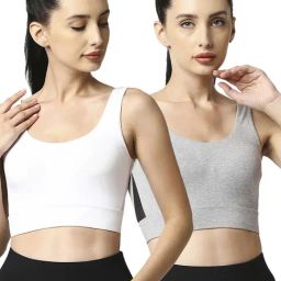 Soie White & Grey Sports Bra - Pack of 2-image-42