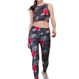 Soie Multicolor Printed Sports Bra With Tights-1