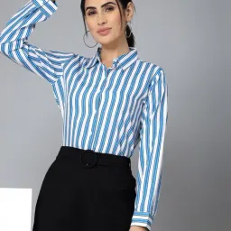 Style Quotient White & Blue Striped Shirt-image-54