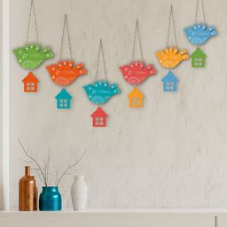 ArtVibes Green & Blue Flying Bird Wooden Hanging-image-60