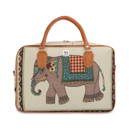 NFI Essentials Retro Elephant Print Canvas Travellling Duffle Air Bag-picture-4