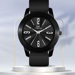 IIK COLLECTION Men Round Dial Adjustable Flexible Silicon Strap Analogue Watch-0