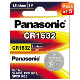 Panasonic CR-1632 Lithium Coin Battery 3v - Pack of 5 Provide Long Lasting Power in a Variety of Devices,from keyless-Entry fobs to Toys image 1