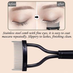 Inralimot Eyelash Comb Eyebrow Brush Eyelash Separator Mascara Applicator Eyelash Definer With Comb Cover Arc Designed Cosmetic Brushes Tool Black image 4