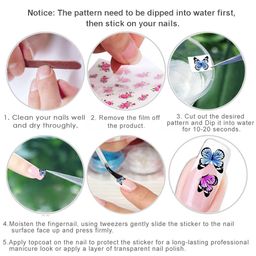 Synaty 50 Pcs Art Stickers Plus Tweezer, Easy DIY Water Transfer Nail Decals Decoration (Style 1, Paper), 6 Cm X 5 Cms image 4
