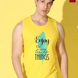 WOOSTRO Pack Of 2 Printed Combed Cotton Gym Vests VWS26(ENJOY YELLOW)(BKLN MAROON)-22