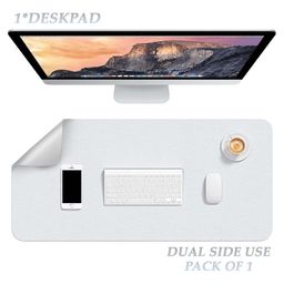 Syga Waterproof PU Desk Protector Mat - White Silver-17