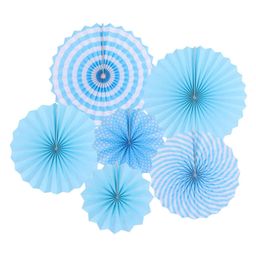 Johra Polka Dot Stripes Decoration Party Fans Blue - Pack of 6-image-88