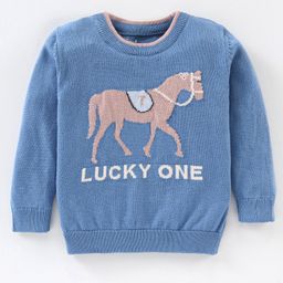 ToffyHouse Pre Winter Full Sleeves Tee Horse Design - Blue-image-8