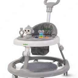 Baybee Baby Walker for Kids with 4 Height Adjustable Parental Push Handle Foot mat & Musical Rattle Toy Bar Round Kids Activity Walker for Baby - Grey-13
