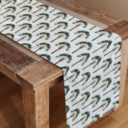 Tasseled Home Green Palm Table Runner for 4 seater table-1