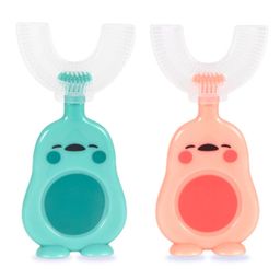 Chinmay Kids U-Shaped Toothbrush Food Grade Material And Attractive Cartoon Ultra Soft Toothbrush (Blue - Pink)-11