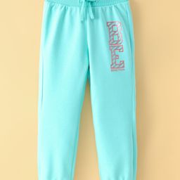 UCB Cotton Knit  Full Length Lounge Pant Solid Colour with Text Print-  Blue-image-19