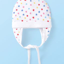 Babyhug 100% Cotton Knit Polka Dots Print Cap With Knot White - Diameter 9 cm-image-45