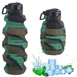 YAMAMA Water Bottle Coolsip Silicone Collapsible Folding Drink Bottle Washable Water Bottle 500 ml - Green-23