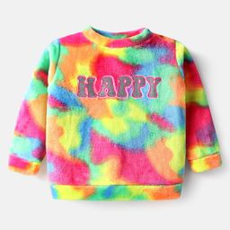 Babyhug Cotton Knit Full Sleeves Sweatshirt with Text Embroidered - Pink Green & Yellow-image-76