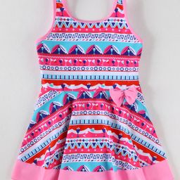 Mark & Mia Sleeveless Frock Swimsuit with Abstract Print - Pink-image-45