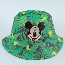 Babyhug Disney Cotton Woven Summer Cap with Mickey Mouse Graphics Green - Diameter 16.6 cm-picture-6
