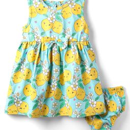 Babyhug Cotton Knit Sleeveless Frock & Bloomers With Floral Print - Light Blue-image-68
