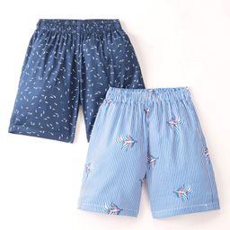 Rikidoos Cotton Pack Of 2 Abstract & Aeroplane Printed Boxers - Navy & Blue-image-88