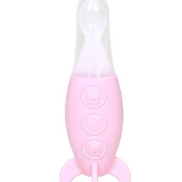 THE LITTLE LOOKERS Rocket Push Type Food Grade Silicone Baby Feeding Spoon Baby Food Rice Paste Feeding Bottle/BPA Free Squeeze Spoon Feeder 90ml (Pink)-21