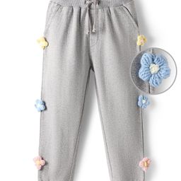 Mark & Mia Knit Full Length Solid Lounge Pant With Floral Applique - Light Grey-image-114