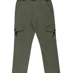 CAVIO Cotton Blend Woven Solid Cargo Pants With Belt - Olive Green-image-119