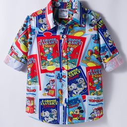 Ollington St. Disney Poplin Woven Full Sleeve Shirt with Mickey Mouse Print - Light Blue Red & Blue-picture-41