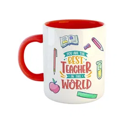 ARTBUG Red & White Printed Ceramic Glossy Mug - 330 ml-9