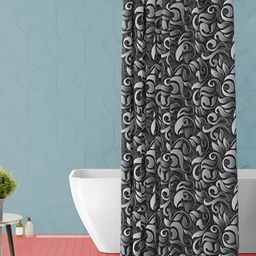ArtzFolio Grey & White Printed Waterproof Shower Curtain-image-92