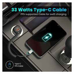 Portronics 71W Car Power 1C Triple Output Fast Car Charger with 33W Type-C Cable, 20W Type-C PD, 18W USB Port, Fast Charging Adapter Compatible with Cars for iPhone & Android Smartphone (Black) image 4
