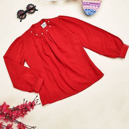 Cutiekins Girls Round Neck Cuffed Sleeves Casual Top-29