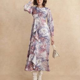 RAREISM Floral Print A-Line Maxi Dress-image-33
