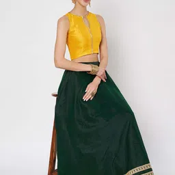 studio rasa Embellished Silk Front Open Saree Blouse image 5