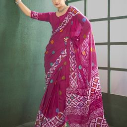 Anouk Rustic Polka Dot Block Print Saree-38