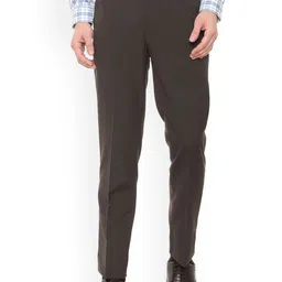 Peter England Men Brown Slim Fit Solid Formal Trousers-picture-23