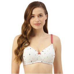 Leading Lady Moulded Padded Lycra Full Coverage Printed Bra - Off White-picture-2