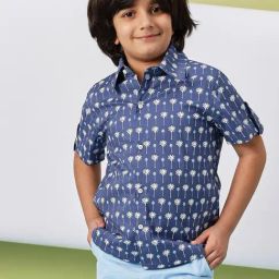 StyloBug Boys Blue Cotton Printed Shirts-image-66