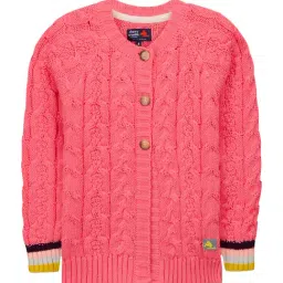 Cherry Crumble By Nitt Hyman Kids Pink Self Pattern Cardigan-image-71