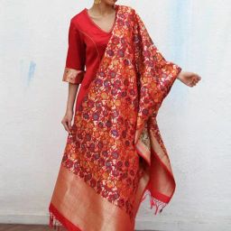 Chidiyaa Sufiyana Uns Handwoven Banarasi Kimkhab Brocade Dupatta-picture-23