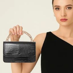 Esbeda Black Animal Effect Small Shoulder Bag-image-36