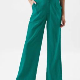 The Souled Store Green Cotton Flared Pants-image-93