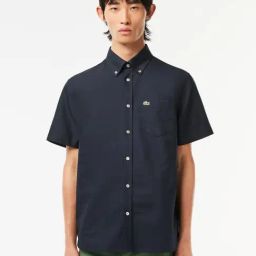 Lacoste Navy Cotton Regular Fit Shirt-image-4