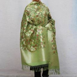 Chidiyaa Sufiyana Junoon Handwoven Banarasi Kimkhab Brocade Dupatta-picture-44