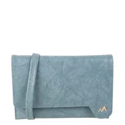 Metro Blue Synthetic Solid Sling Handbag-9
