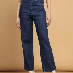 Wrangler Blue Straight Fit High Rise Jeans-image-60