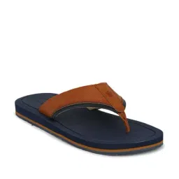 Louis Philippe Men's Tan & Navy Flip Flops-image-21